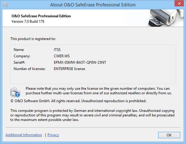 O&O SafeErase Professional 7.0 Build 179